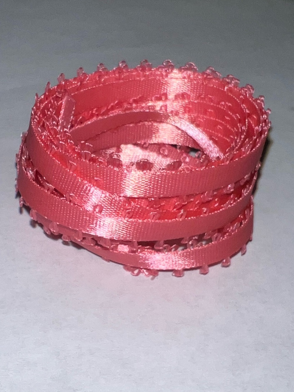 Vintage Decorative Age Pink Feather Edged Satin Ribbon 1/4” Trim 2+ YD Craft